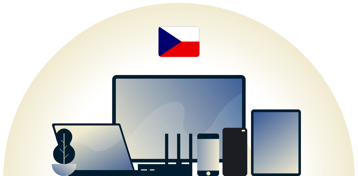 &Ccedil;eşitli cihazlar koruyan &Ccedil;ek Cumhuriyeti VPN.